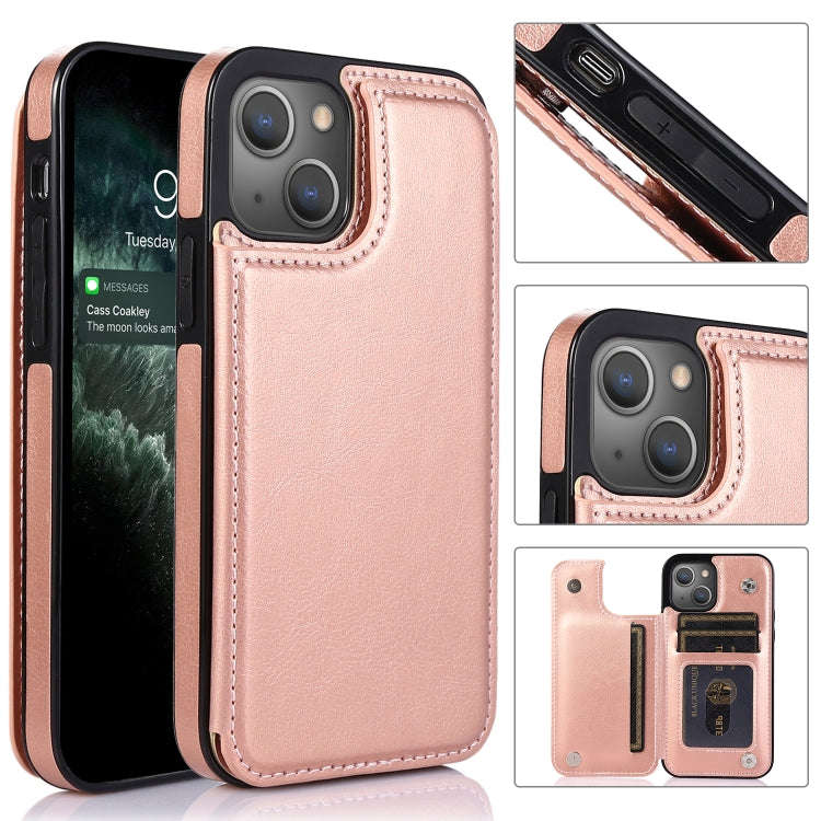 Double Buckle Shockproof PU Protective Case with Card Slots & Holder, For iPhone 13, For  iPhone ...