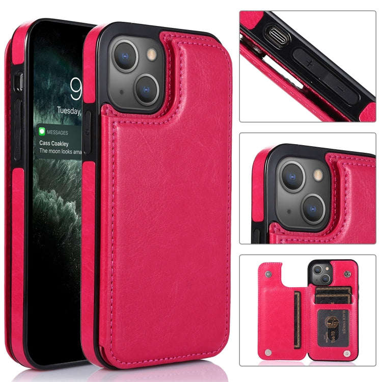 Double Buckle Shockproof PU Protective Case with Card Slots & Holder, For iPhone 13, For  iPhone ...