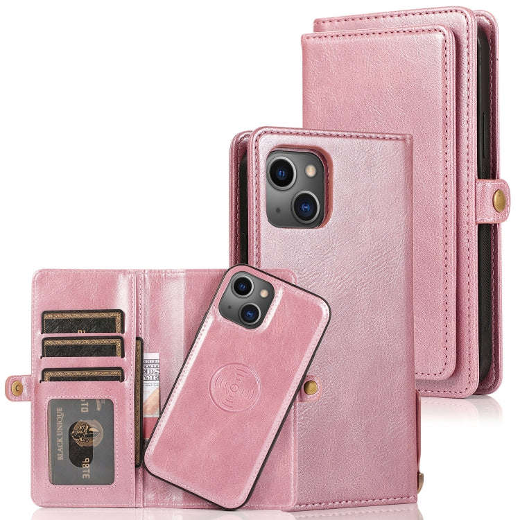 Strong Magnetic Detachable Horizontal Flip Leather Case with Card Slots & Wallet, For iPhone 13, ...