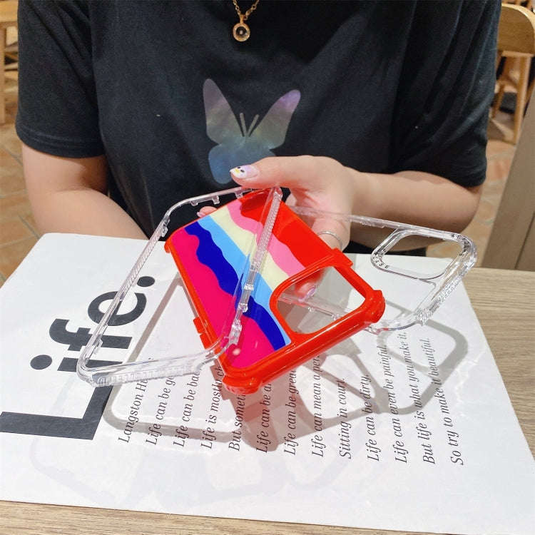 Rainbow TPU + PC Glass Shockproof Case, For iPhone 13