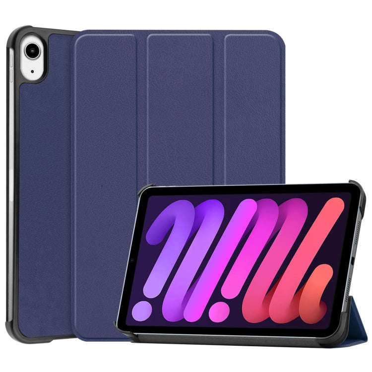Custer Texture 3-Fold Holder Smart Leather Tablet Case, For iPad mini 6 / mini 2024, For iPad mini 6