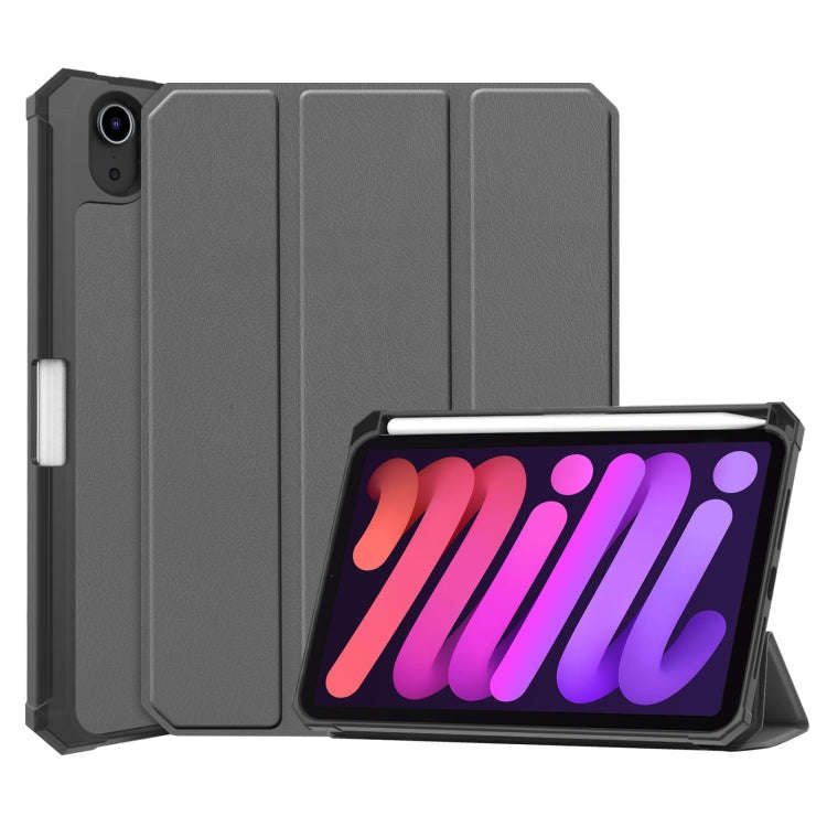 Custer Pure Color TPU Smart Leather Tablet Case with 3-Fold Holder & Pen Slot, For iPad mini 6 / ...