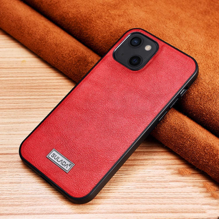 SULADA Shockproof TPU + Handmade Leather Protective Case, For iPhone 13 mini, For iPhone 13, For ...