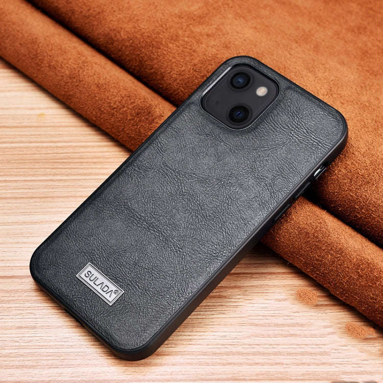 SULADA Shockproof TPU + Handmade Leather Protective Case, For iPhone 13 mini, For iPhone 13, For ...