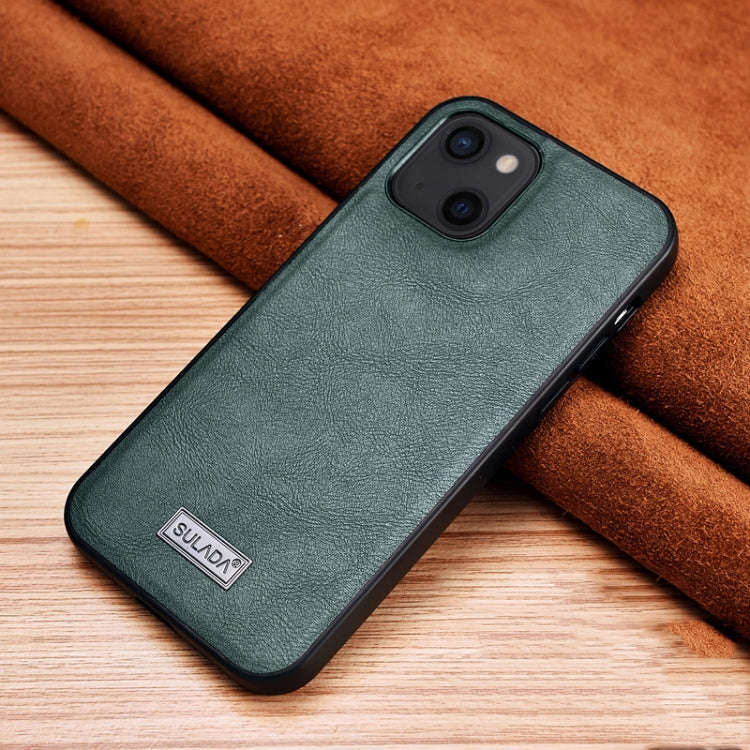 SULADA Shockproof TPU + Handmade Leather Protective Case, For iPhone 13 mini, For iPhone 13, For ...