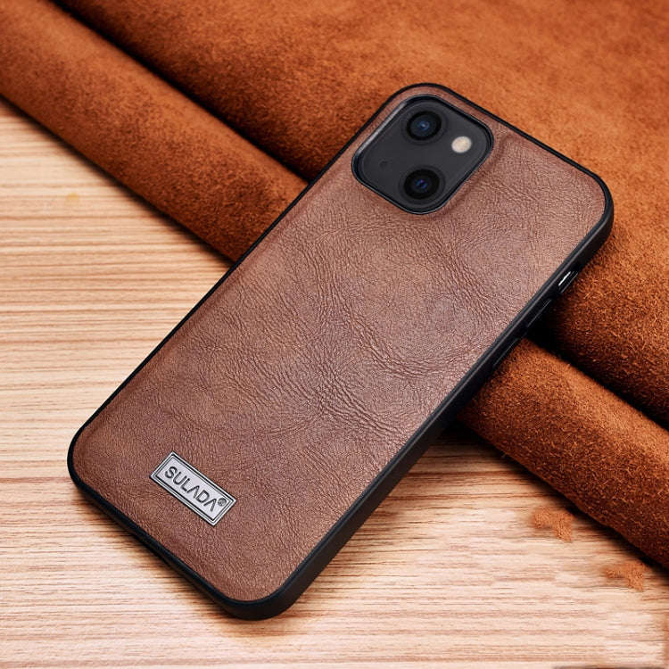 SULADA Shockproof TPU + Handmade Leather Protective Case, For iPhone 13 mini, For iPhone 13, For ...