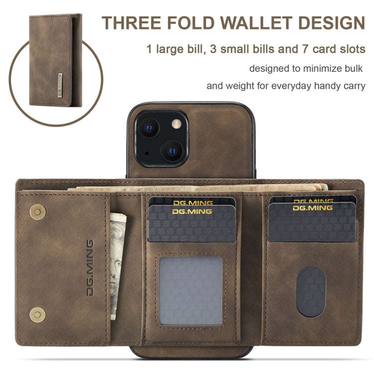 DG.MING M1 Series 3-Fold Multi Card Wallet + Magnetic Shockproof Case with Holder Function, For i...