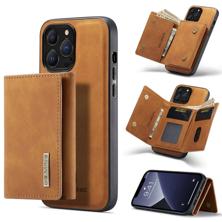 DG.MING M1 Series 3-Fold Multi Card Wallet + Magnetic Shockproof Case with Holder Function, For i...