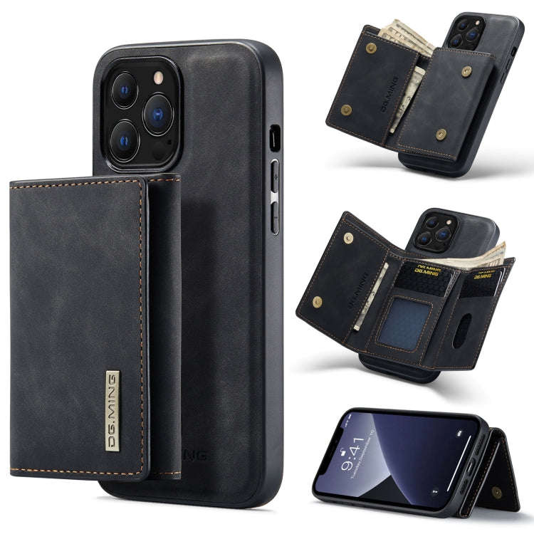 DG.MING M1 Series 3-Fold Multi Card Wallet + Magnetic Shockproof Case with Holder Function, For i...