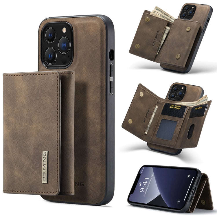 DG.MING M1 Series 3-Fold Multi Card Wallet + Magnetic Shockproof Case with Holder Function, For i...