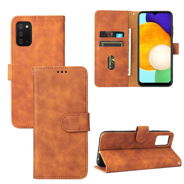 Solid Color Skin Feel Magnetic Buckle Horizontal Flip Calf Texture PU Leather Case with Holder & ...