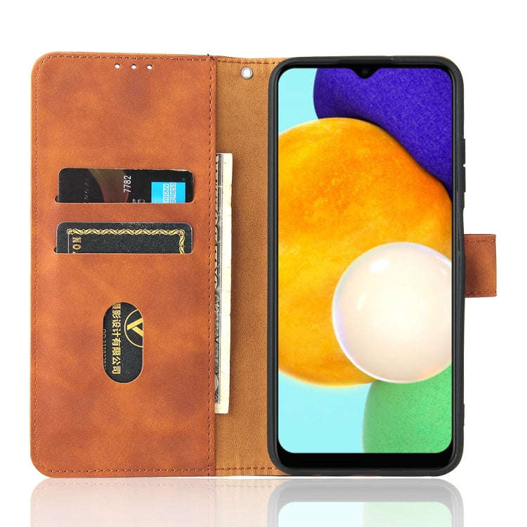 Solid Color Skin Feel Magnetic Buckle Horizontal Flip Calf Texture PU Leather Case with Holder & ...