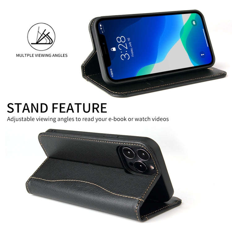 Genuine Leather Horizontal Flip Leather Case with Holder & Card Slots & Wallet, For iPhone 13 min...