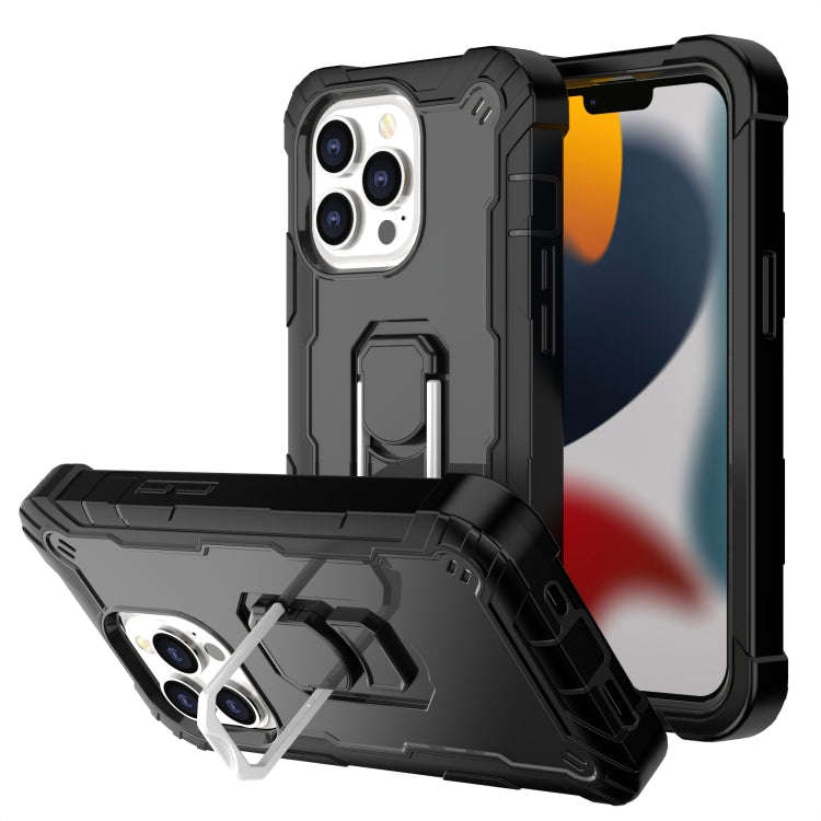 PC + Rubber 3-layers Shockproof Protective Case with Rotating Holder, For iPhone 13 mini, For iPh...