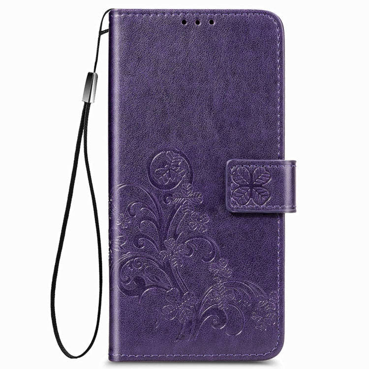 Four-leaf Clasp Embossed Buckle Mobile Phone Protection Leather Case with Lanyard & Card Slot & W...