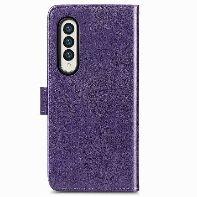 Four-leaf Clasp Embossed Buckle Mobile Phone Protection Leather Case with Lanyard & Card Slot & W...