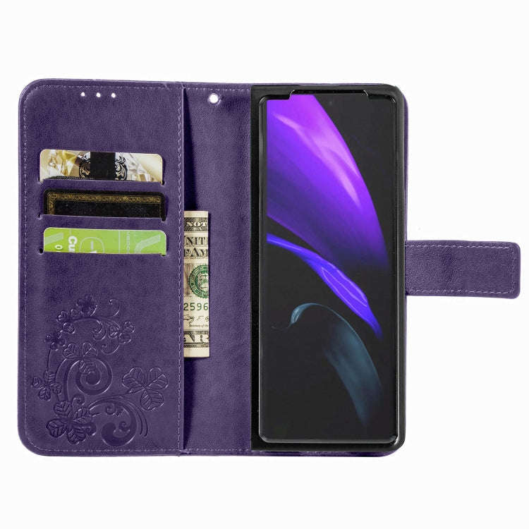 Four-leaf Clasp Embossed Buckle Mobile Phone Protection Leather Case with Lanyard & Card Slot & W...