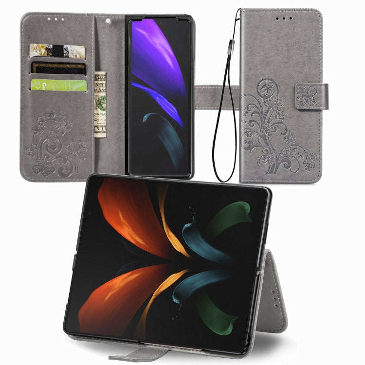 Four-leaf Clasp Embossed Buckle Mobile Phone Protection Leather Case with Lanyard & Card Slot & W...