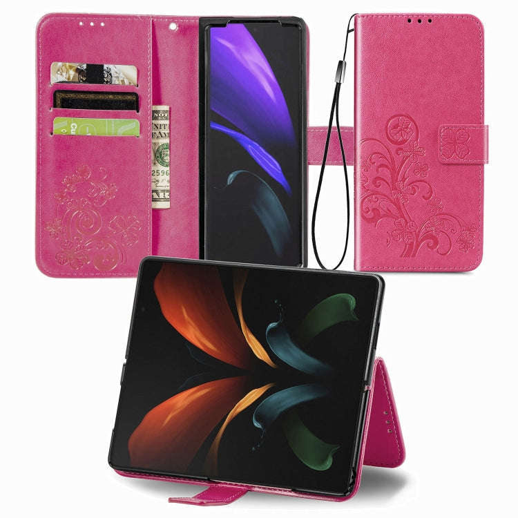 Four-leaf Clasp Embossed Buckle Mobile Phone Protection Leather Case with Lanyard & Card Slot & W...