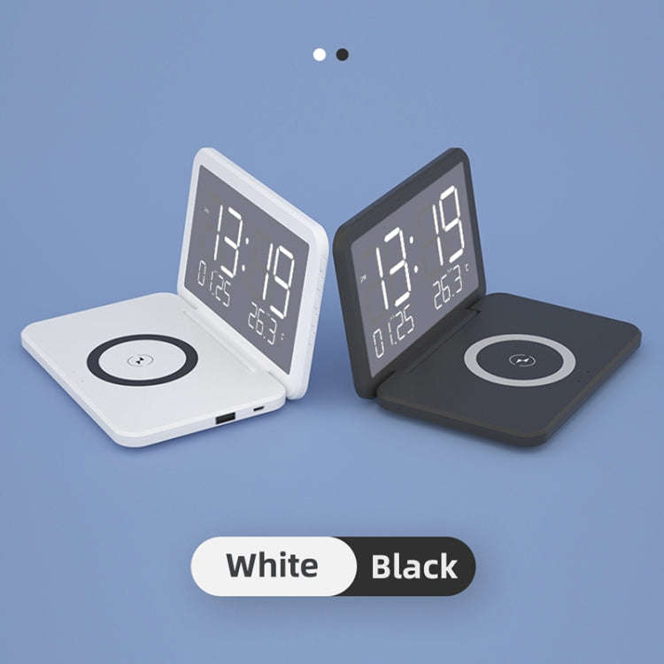 SY-118 15W Foldable Mirror Surface Perpetual Desk Calendar Clock Wireless Charger with Alarm Cloc...