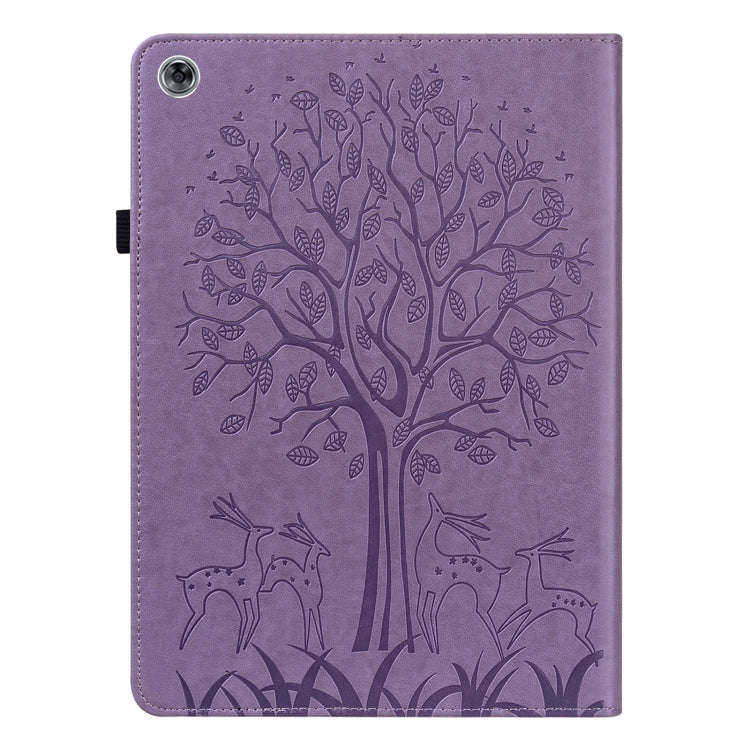 Tree & Deer Pattern Pressed Printing Horizontal Flip PU Leather Case with Holder & Card Slots, Fo...