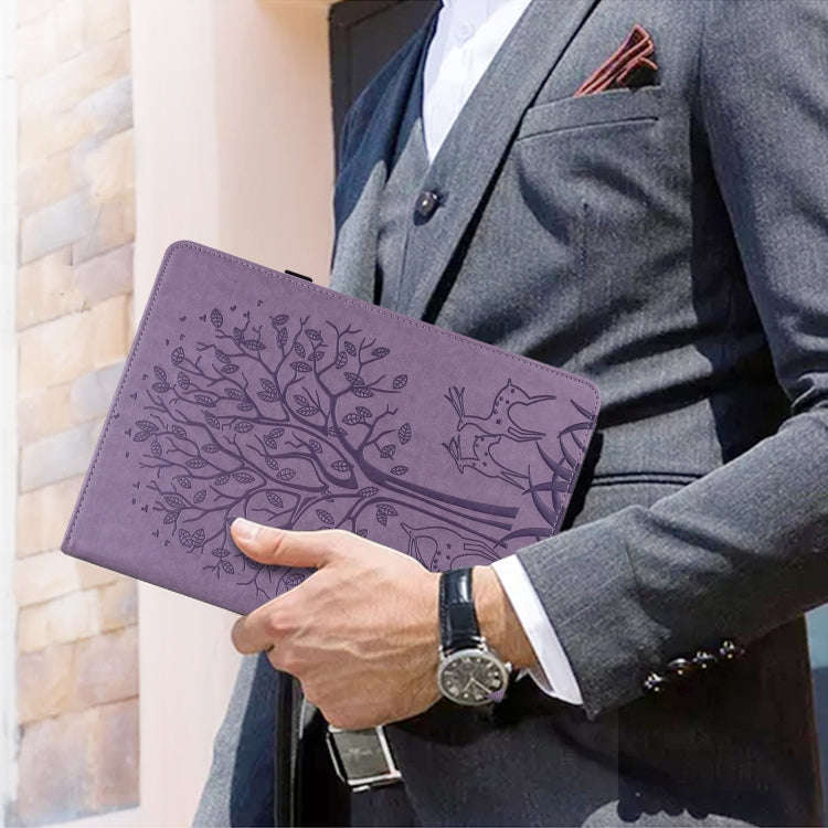 Tree & Deer Pattern Pressed Printing Horizontal Flip PU Leather Case with Holder & Card Slots, Fo...