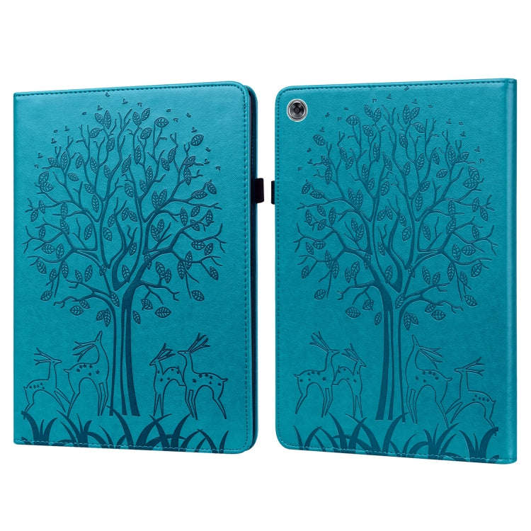 Tree & Deer Pattern Pressed Printing Horizontal Flip PU Leather Case with Holder & Card Slots, Fo...