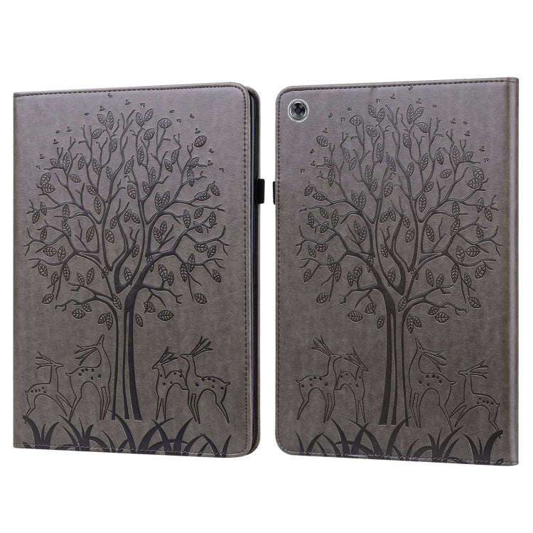 Tree & Deer Pattern Pressed Printing Horizontal Flip PU Leather Case with Holder & Card Slots, Fo...