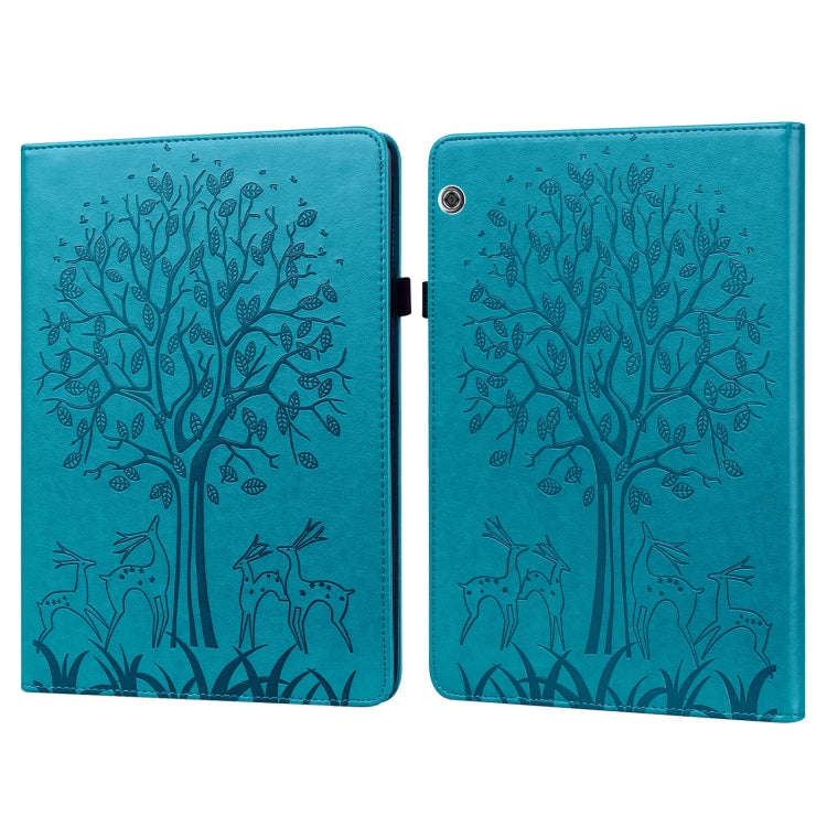Tree & Deer Pattern Pressed Printing Horizontal Flip PU Leather Case with Holder & Card Slots, Fo...