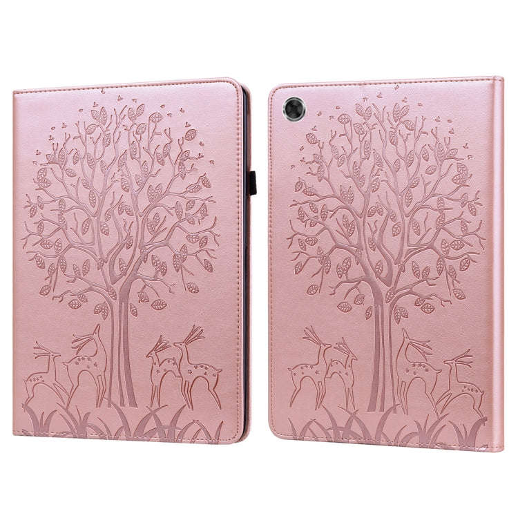 Tree & Deer Pattern Pressed Printing Horizontal Flip PU Leather Case with Holder & Card Slots, Fo...