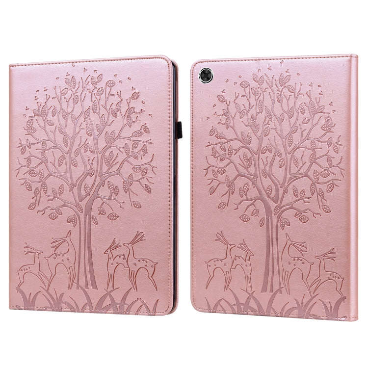 Tree & Deer Pattern Pressed Printing Horizontal Flip PU Leather Case with Holder & Card Slots, Fo...