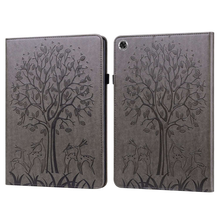 Tree & Deer Pattern Pressed Printing Horizontal Flip PU Leather Case with Holder & Card Slots, Fo...