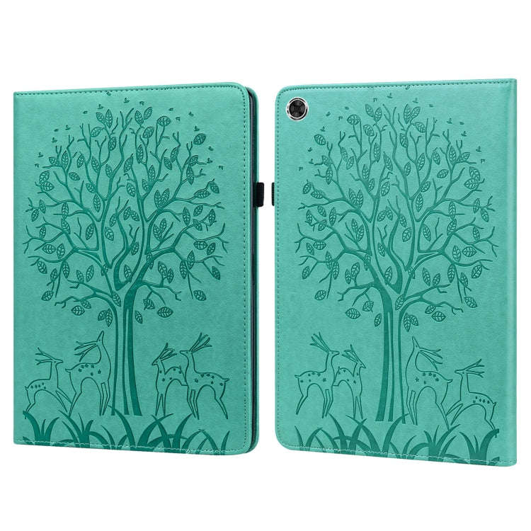 Tree & Deer Pattern Pressed Printing Horizontal Flip PU Leather Case with Holder & Card Slots, Fo...