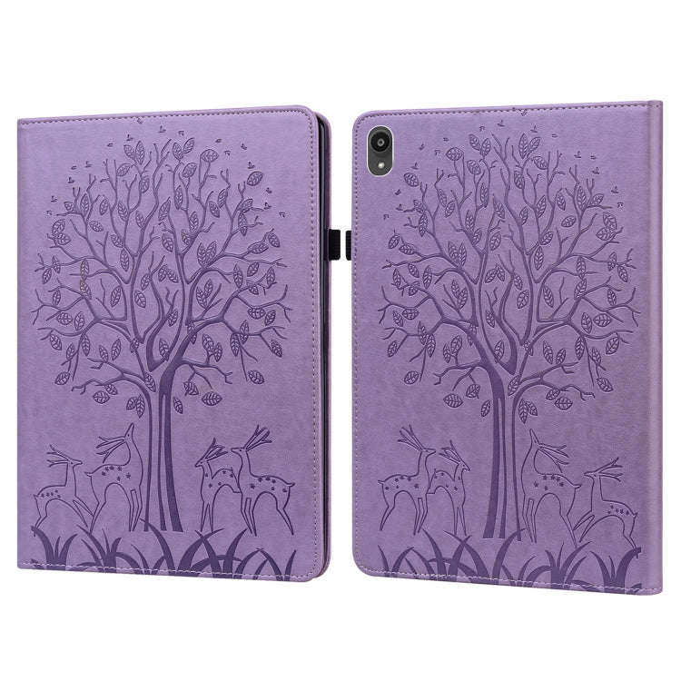 Tree & Deer Pattern Pressed Printing Horizontal Flip PU Leather Case with Holder & Card Slots, Fo...