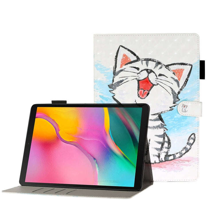 3D Embossing Pattern Horizontal Flip Leather Case with Holder & Card Slots & Wallet, For Galaxy T...