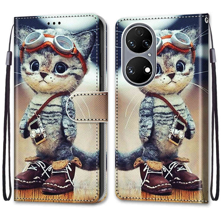 Coloured Drawing Cross Texture Horizontal Flip PU Leather Case with Holder & Card Slots & Wallet ...