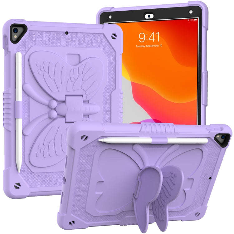 Pure Color PC + Silicone Anti-drop Protective Case with Butterfly Shape Holder & Pen Slot, For iP...