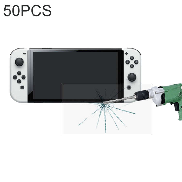 50 PCS 0.26mm 9H 2.5D Tempered Glass Film, For Nintendo Switch OLED (50 PCS)
