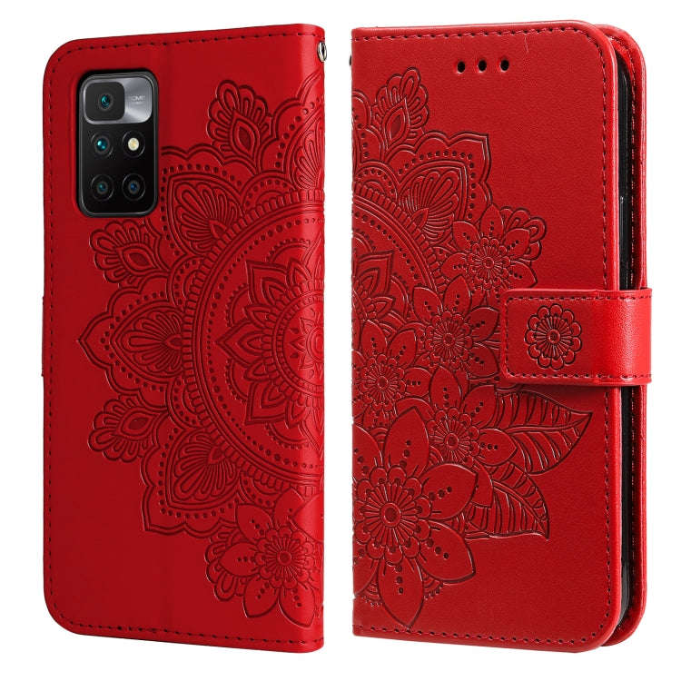 7-petal Flowers Embossing Pattern Horizontal Flip PU Leather Case with Holder & Card Slots & Wall...