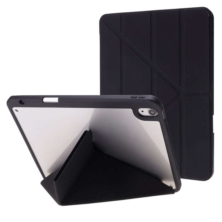 Deformation Transparent Acrylic Horizontal Flip PU Leather Case with Multi-folding Holder & Sleep...