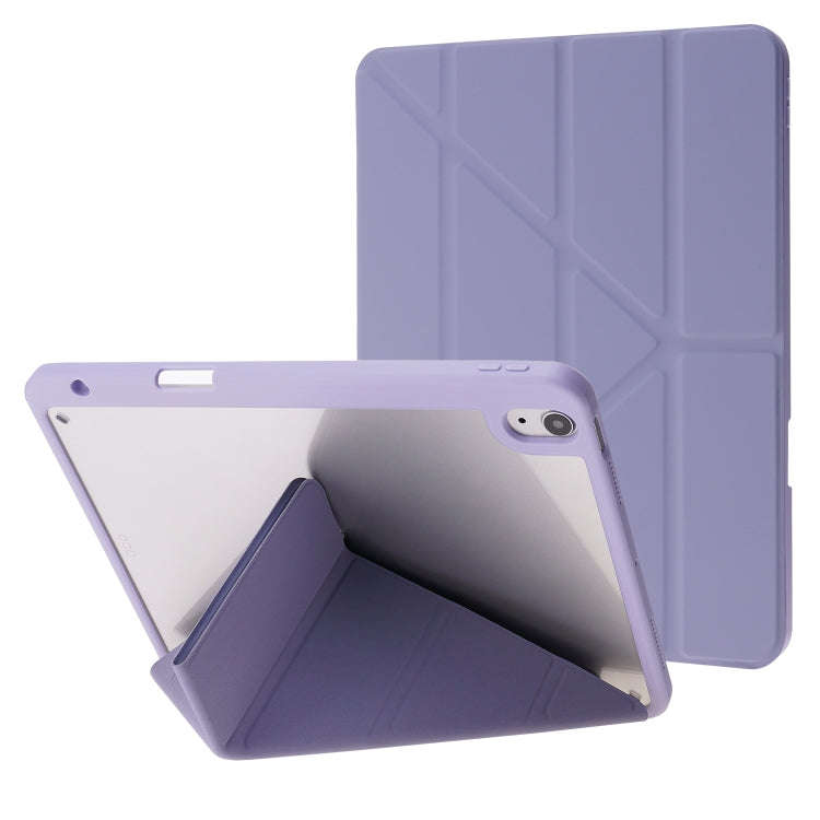 Deformation Transparent Acrylic Horizontal Flip PU Leather Case with Multi-folding Holder & Sleep...