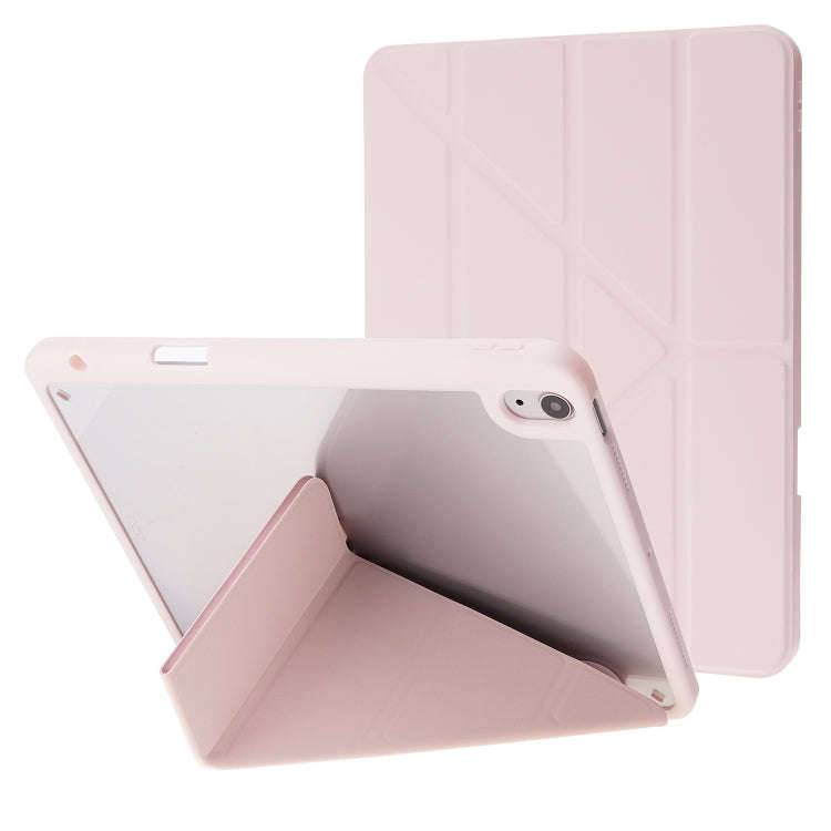Deformation Transparent Acrylic Horizontal Flip PU Leather Case with Multi-folding Holder & Sleep...