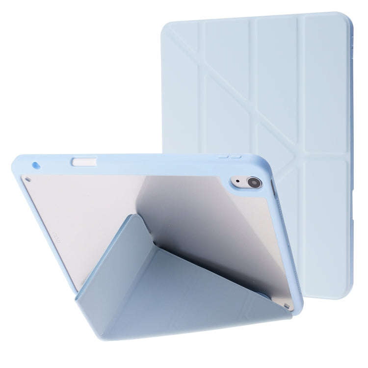Deformation Transparent Acrylic Horizontal Flip PU Leather Case with Multi-folding Holder & Sleep...