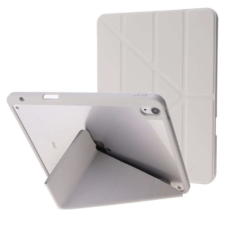 Deformation Transparent Acrylic Horizontal Flip PU Leather Case with Multi-folding Holder & Sleep...
