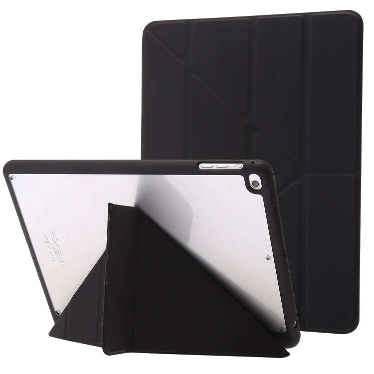 Deformation Transparent Acrylic Horizontal Flip PU Leather Case with Multi-folding Holder & Sleep...