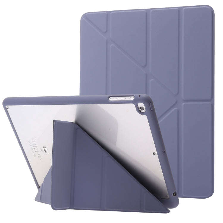 Deformation Transparent Acrylic Horizontal Flip PU Leather Case with Multi-folding Holder & Sleep...