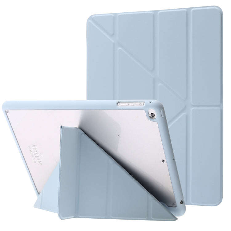 Deformation Transparent Acrylic Horizontal Flip PU Leather Case with Multi-folding Holder & Sleep...