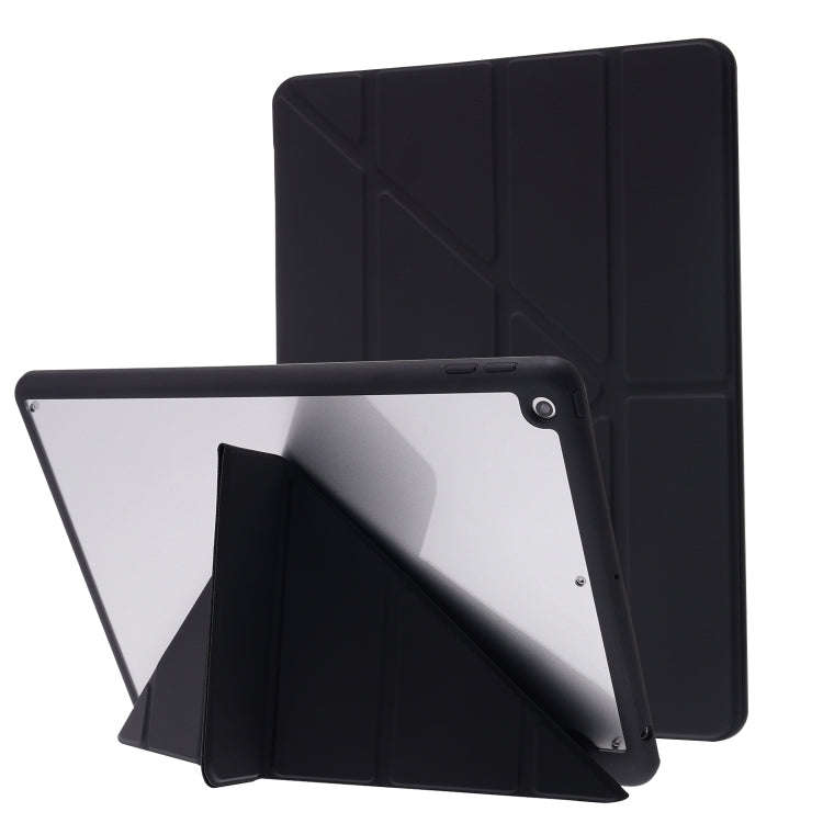 Deformation Transparent Acrylic Horizontal Flip PU Leather Case with Multi-folding Holder & Sleep...