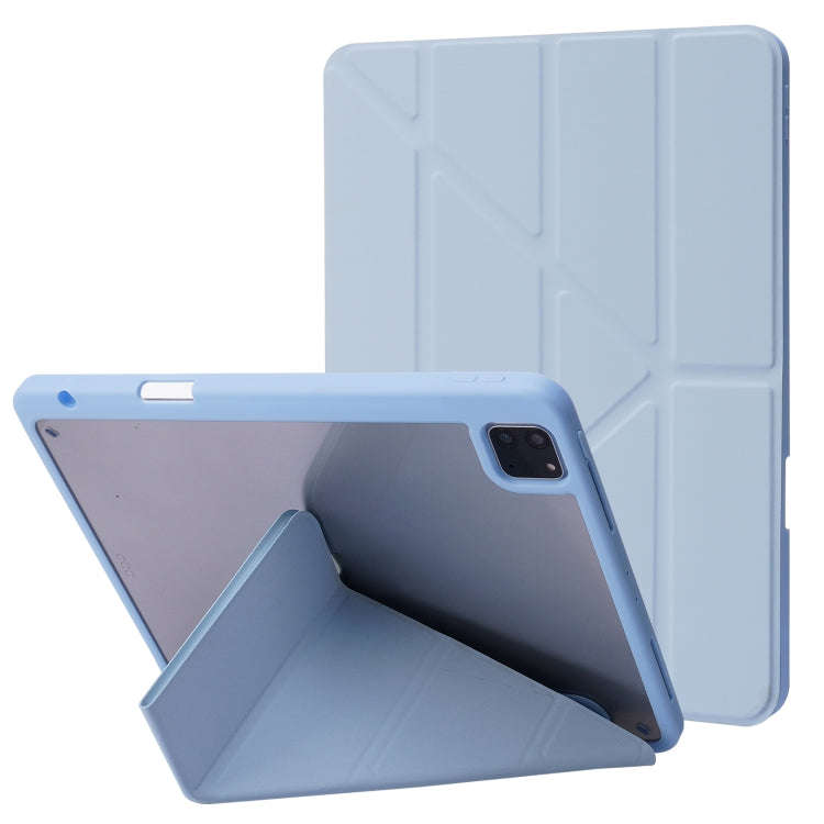 Deformation Transparent Acrylic Horizontal Flip PU Leather Case with Multi-folding Holder & Sleep...