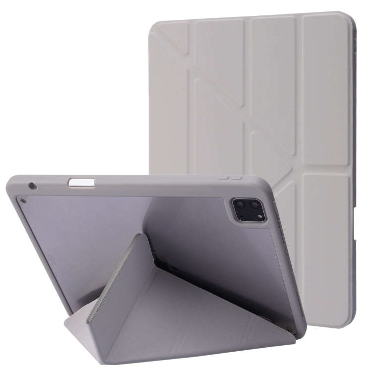 Deformation Transparent Acrylic Horizontal Flip PU Leather Case with Multi-folding Holder & Sleep...